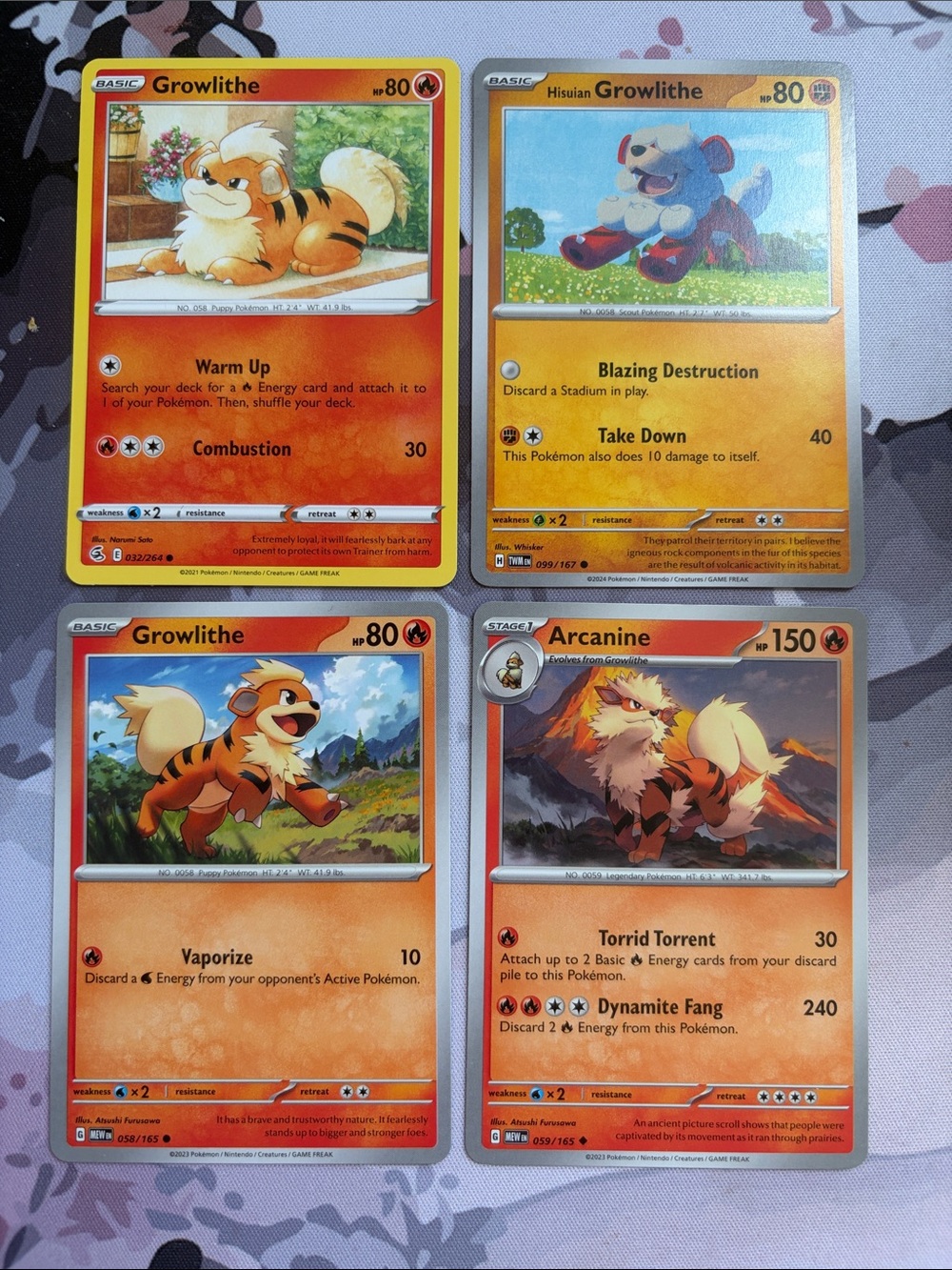 Growlithe & Arcanine Evolution Line Lot | 4 Pokémon Cards | ✨5/$25✨